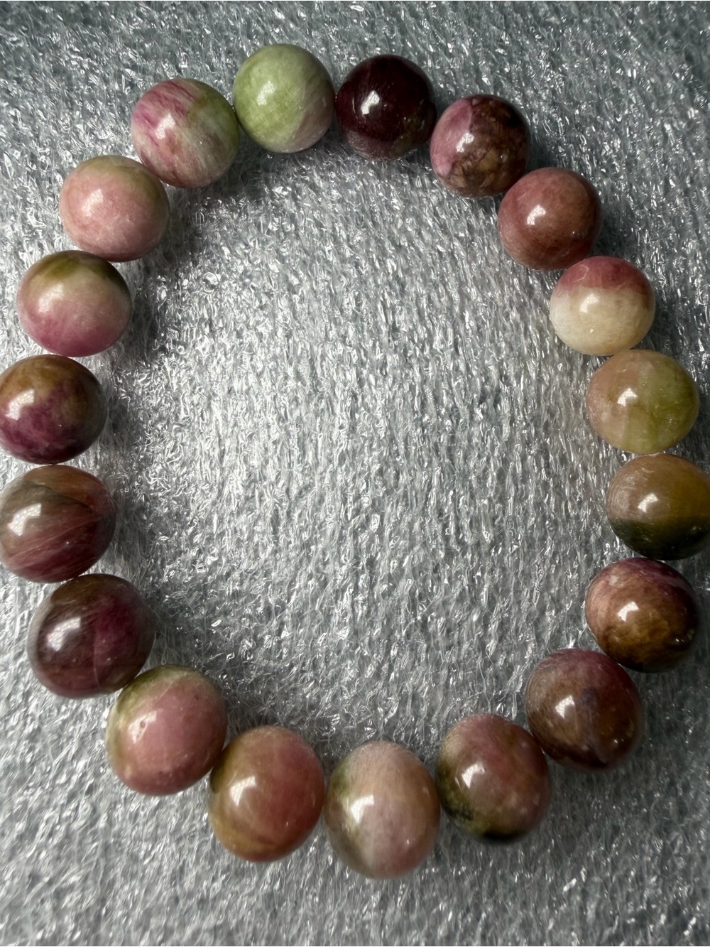 Gorgeous 10MM Multicolor Watermelon Tourmaline Natural Crystal Bracelet - Picture 6 of 6